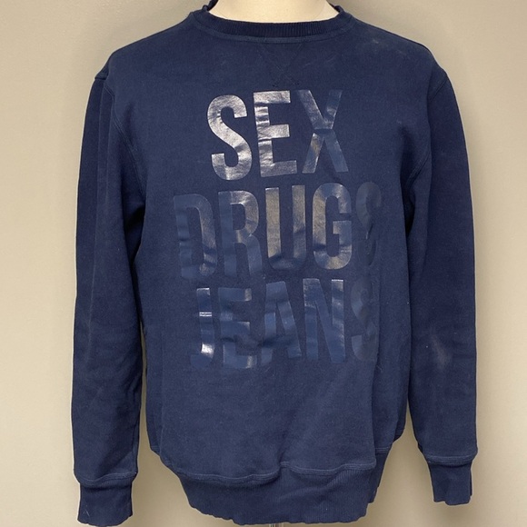 PRPS Dark Blue Crewneck Sweater with Bold Blue Text (sz 2XL) - Picture 3 of 5